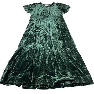 Anthropologie Somerset Maxi Dress Womens 1X Green Velvet Edition Tiered Event